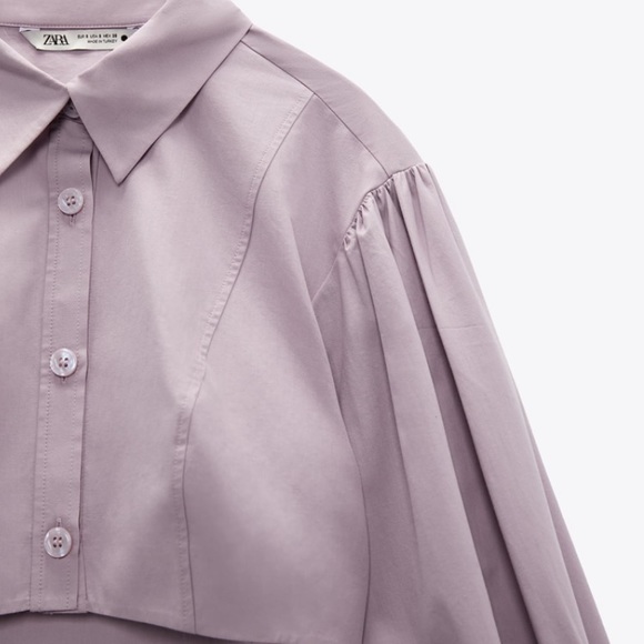 NWT Zara Voluminous Cropped Poplin Shirt - Picture 7 of 10